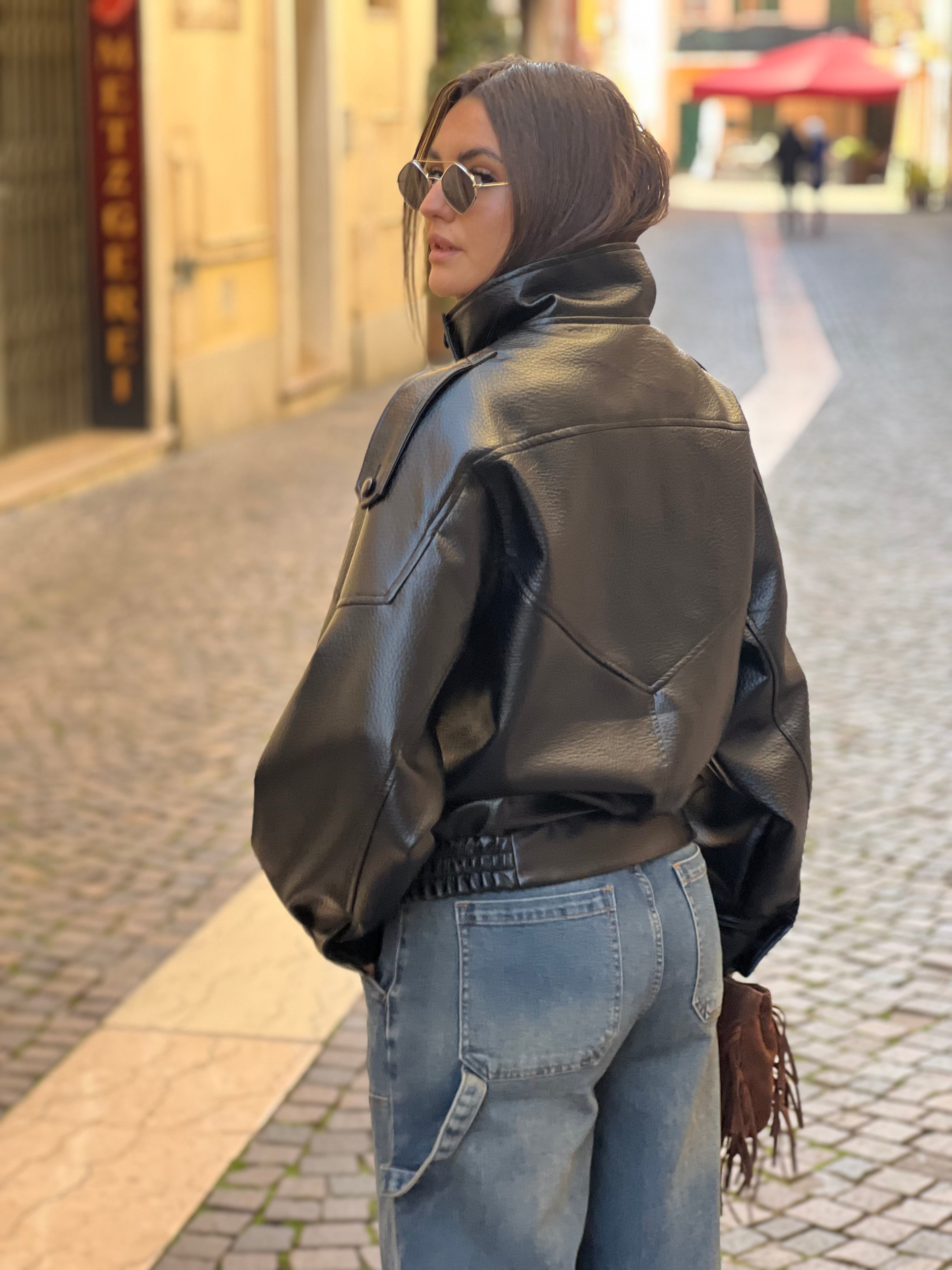 Biker black in ecopelle