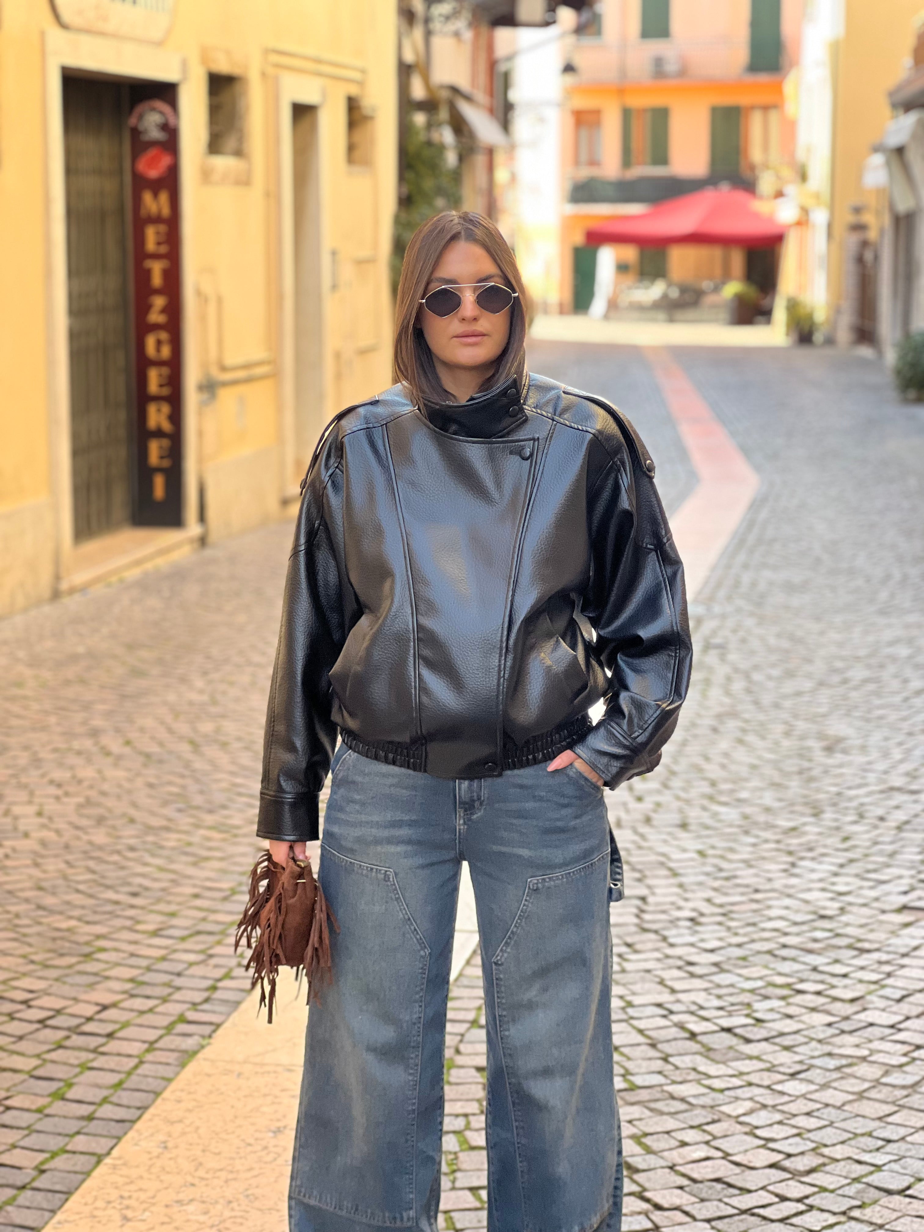 Biker black in ecopelle